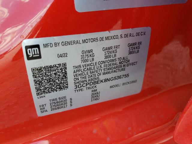 Photo 10 from auction – 2022 CHEVROLET SILVERADO with VIN 3GCPDBEK8NG536755