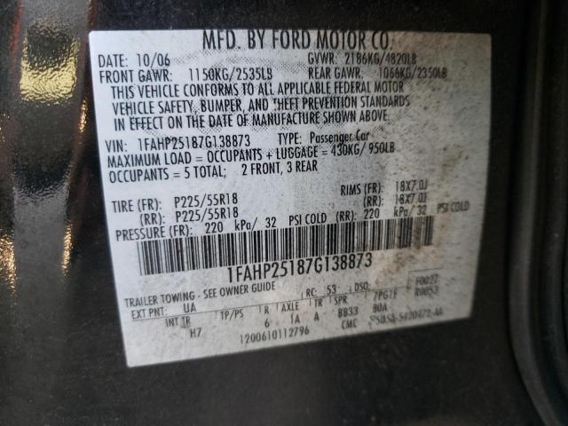 Photo 10 from auction – 2007 FORD FIVE HUNDR with VIN 1FAHP25187G138873
