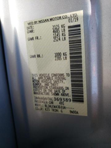 Photo 10 from auction – 2019 NISSAN MAXIMA S with VIN 1N4AA6AV3KC369389