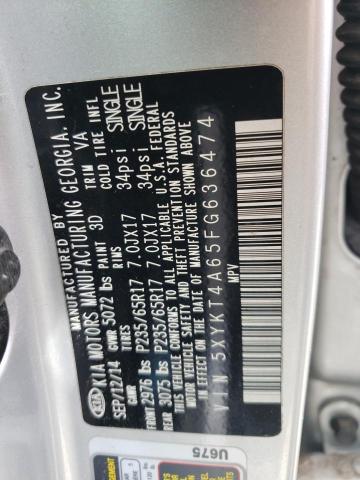 Photo 10 from auction – 2015 KIA SORENTO LX with VIN 5XYKT4A65FG636474