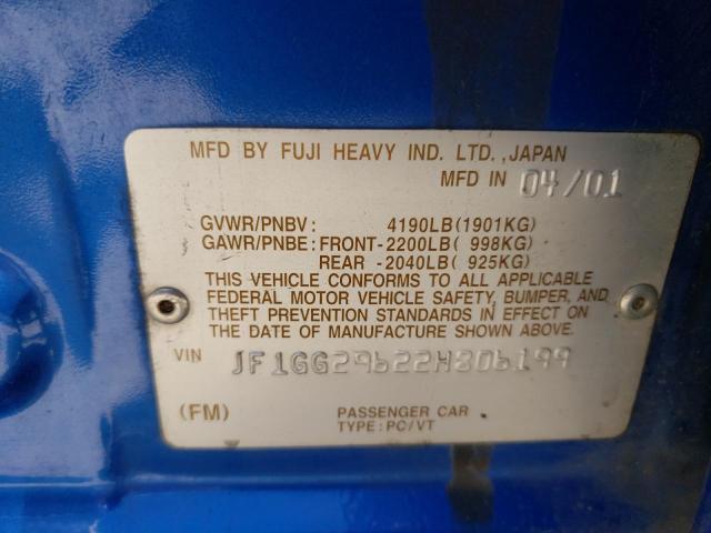 Photo 10 from auction – 2002 SUBARU IMPREZA WR with VIN JF1GG29622H806199