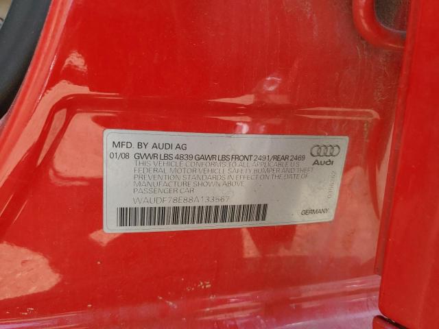 Photo 10 from auction – 2008 AUDI A4 2.0T QU with VIN WAUDF78E88A133567