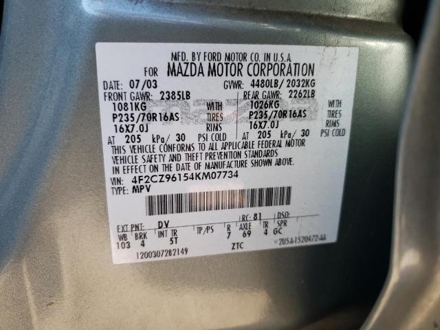 Photo 10 from auction – 2004 MAZDA TRIBUTE ES with VIN 4F2CZ96154KM07734