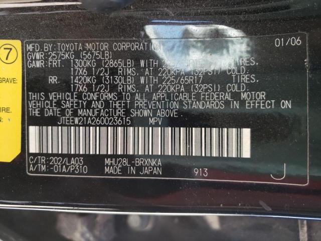 Photo 10 from auction – 2006 TOYOTA HIGHLANDER with VIN JTEEW21A260023615