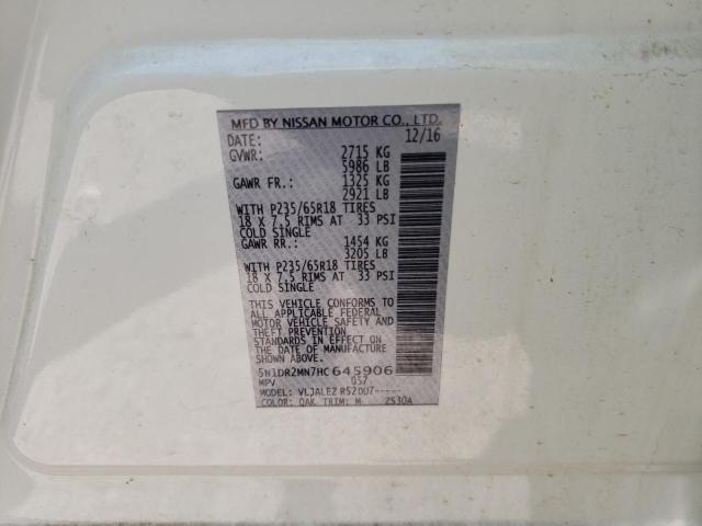 Photo 10 from auction – 2017 NISSAN PATHFINDER with VIN 5N1DR2MN7HC645906