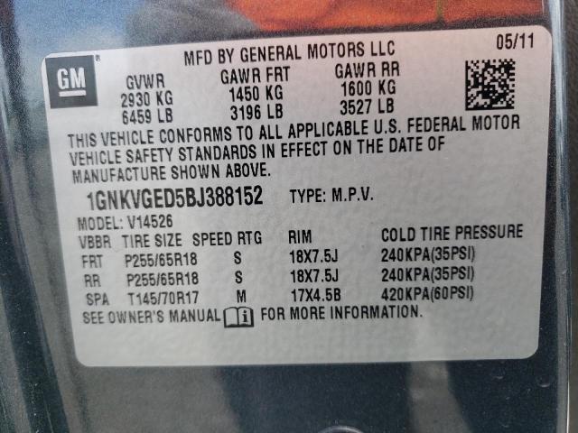 Photo 10 from auction – 2011 CHEVROLET TRAVERSE L with VIN 1GNKVGED5BJ388152