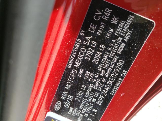 Photo 10 from auction – 2019 KIA FORTE FE with VIN 3KPF24AD3KE029290
