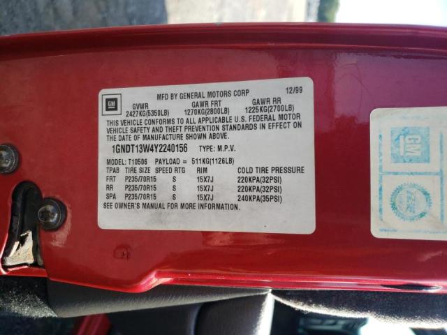 Photo 10 from auction – 2000 CHEVROLET BLAZER with VIN 1GNDT13W4Y2240156