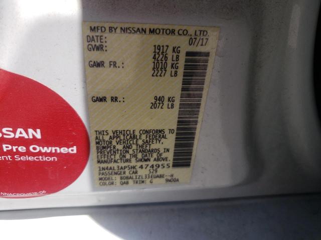 Photo 10 from auction – 2017 NISSAN ALTIMA 2.5 with VIN 1N4AL3AP5HC474955