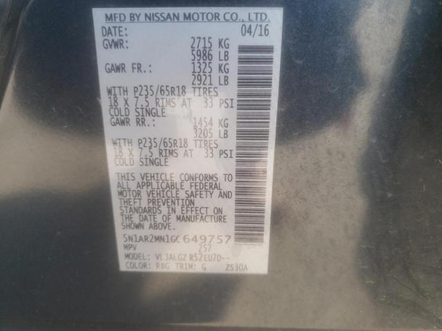 Photo 10 from auction – 2016 NISSAN PATHFINDER with VIN 5N1AR2MN1GC649757