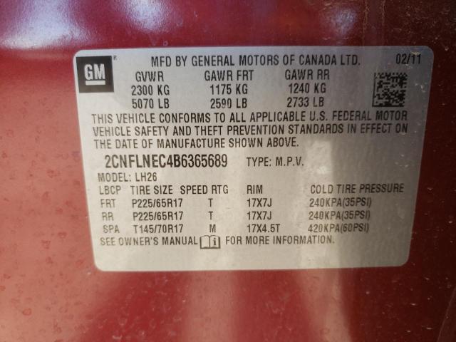 Photo 10 from auction – 2011 CHEVROLET EQUINOX LT with VIN 2CNFLNEC4B6365689