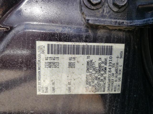 Photo 10 from auction – 2012 NISSAN MAXIMA S with VIN 1N4AA5AP7CC843910