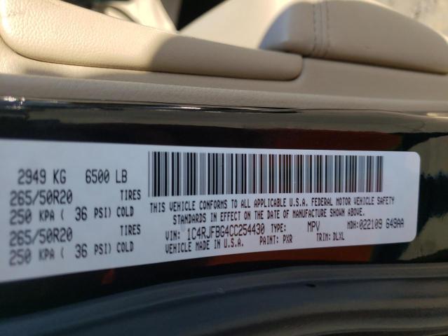 Photo 10 from auction – 2012 JEEP GRAND CHER with VIN 1C4RJFBG4CC254430