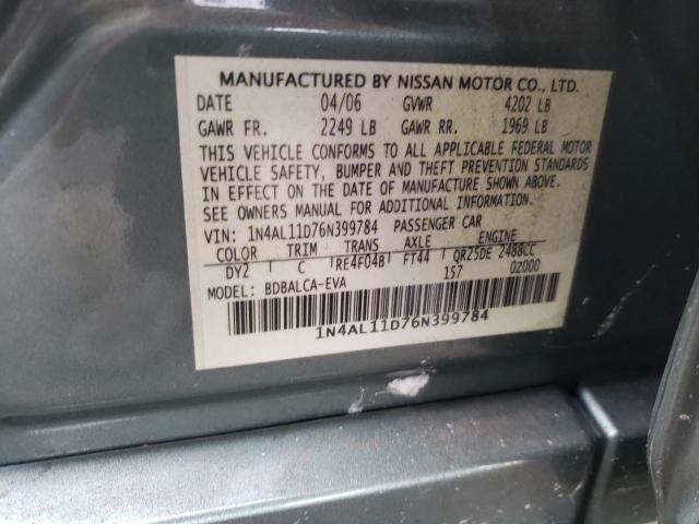 Photo 10 from auction – 2006 NISSAN ALTIMA S with VIN 1N4AL11D76N399784