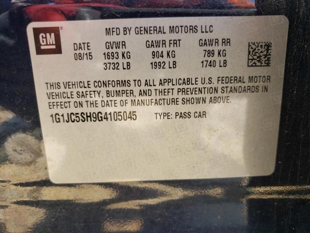Photo 10 from auction – 2016 CHEVROLET SONIC LT with VIN 1G1JC5SH9G4105045
