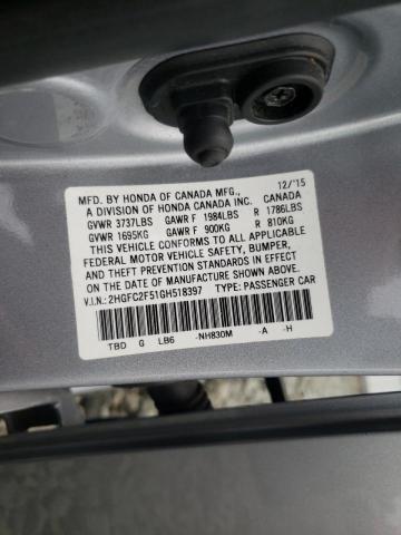 Photo 10 from auction – 2016 HONDA CIVIC LX with VIN 2HGFC2F51GH518397