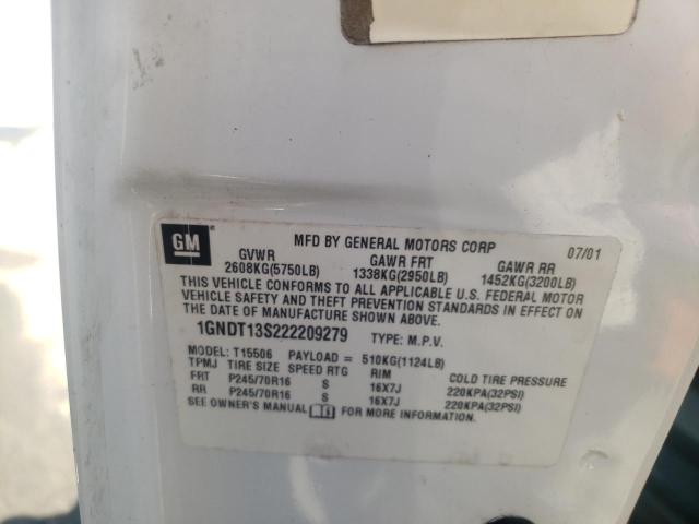 Photo 10 from auction – 2002 CHEVROLET TRAILBLAZE with VIN 1GNDT13S222209279