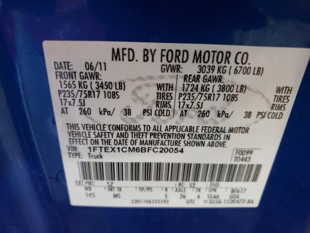 Photo 10 from auction – 2011 FORD F150 SUPER with VIN 1FTEX1CM6BFC20054
