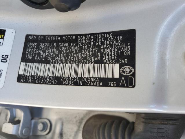 Photo 10 from auction – 2016 TOYOTA COROLLA L with VIN 2T1BURHE4GC677425