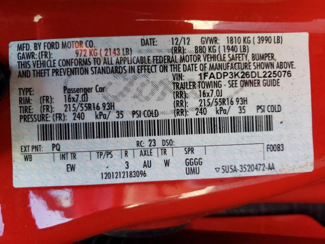 Photo 10 from auction – 2013 FORD FOCUS SE with VIN 1FADP3K26DL225076