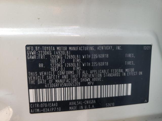 Photo 10 from auction – 2022 TOYOTA RAV4 LIMIT with VIN 4T3D6RFV5NU065209