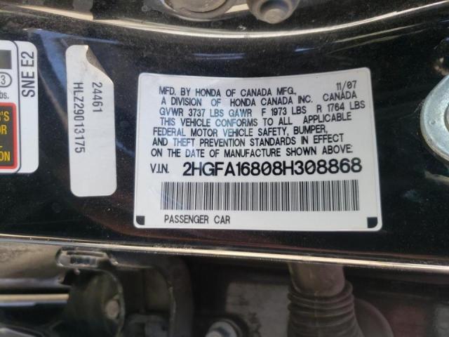 Photo 10 from auction – 2008 HONDA CIVIC EX with VIN 2HGFA16808H308868