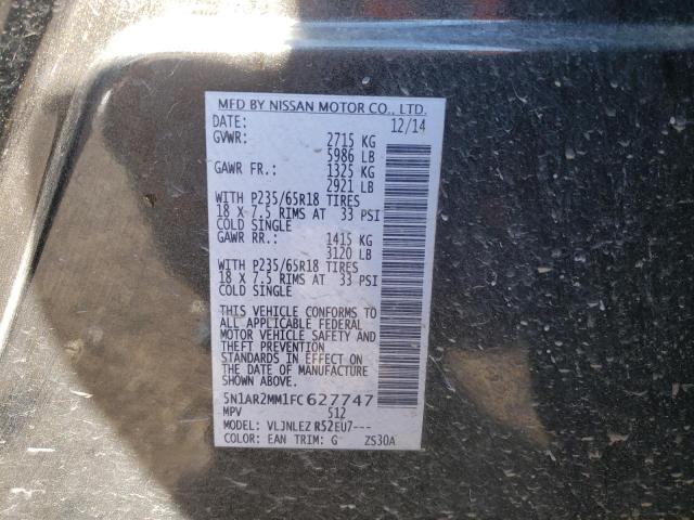 Photo 10 from auction – 2015 NISSAN PATHFINDER with VIN 5N1AR2MM1FC627747