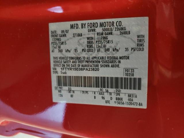 Photo 10 from auction – 2008 FORD RANGER SUP with VIN 1FTYR15E08PA23820