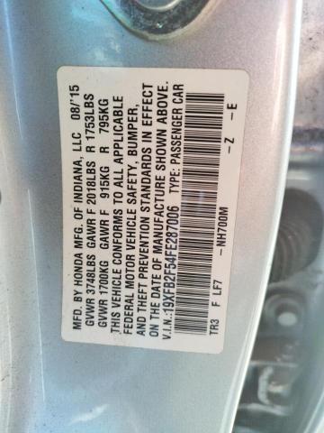 Photo 10 from auction – 2015 HONDA CIVIC LX with VIN 19XFB2F54FE287006