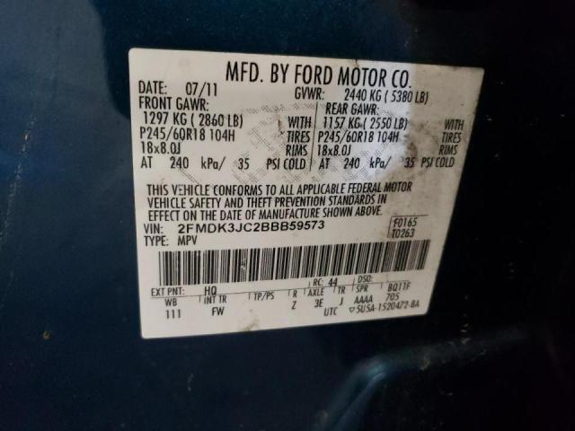 Photo 10 from auction – 2011 FORD EDGE SEL with VIN 2FMDK3JC2BBB59573
