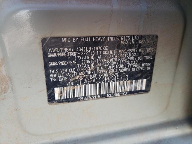 Photo 10 from auction – 2015 SUBARU XV CROSSTR with VIN JF2GPACC2F8246713