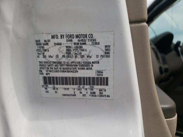Photo 10 from auction – 2008 FORD ESCAPE XLT with VIN 1FMCU93158KB04229