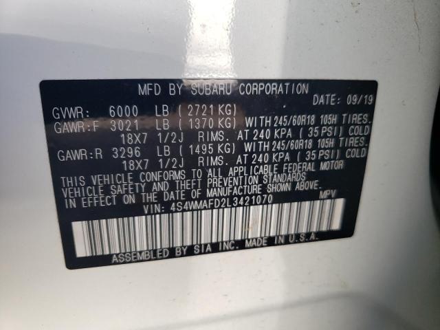Photo 10 from auction – 2017 SUBARU ASCENT PRE with VIN 4S4WMAFD2L3421070