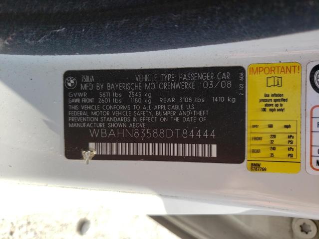 Photo 10 from auction – 2008 BMW 750 LI with VIN WBAHN83588DT84444