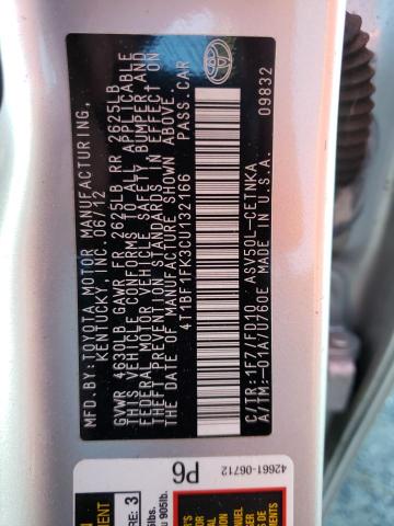 Photo 10 from auction – 2012 TOYOTA CAMRY BASE with VIN 4T1BF1FK3CU132166