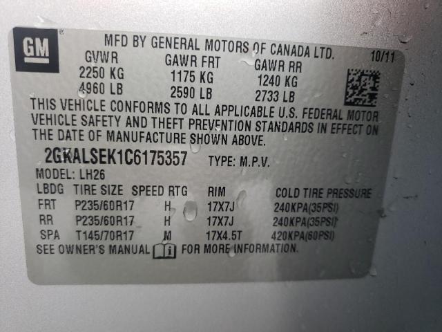 Photo 10 from auction – 2012 GMC TERRAIN SL with VIN 2GKALSEK1C6175357