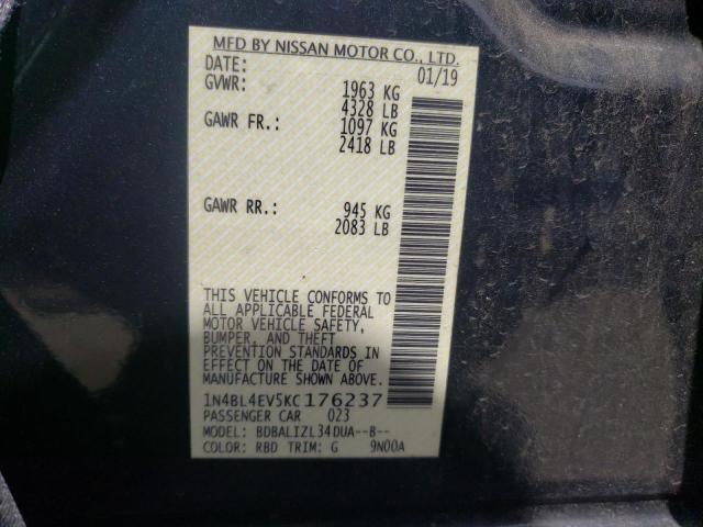Photo 10 from auction – 2019 NISSAN ALTIMA SL with VIN 1N4BL4EV5KC176237