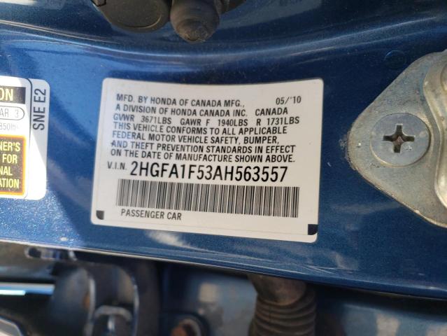 Photo 10 from auction – 2010 HONDA CIVIC LX with VIN 2HGFA1F53AH563557