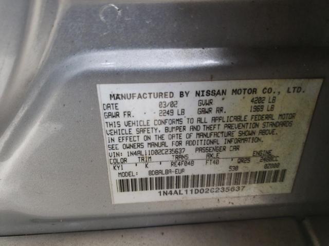 Photo 10 from auction – 2002 NISSAN ALTIMA BAS with VIN 1N4AL11D02C235637