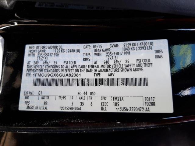 Photo 10 from auction – 2016 FORD ESCAPE SE with VIN 1FMCU9GX6GUA82081