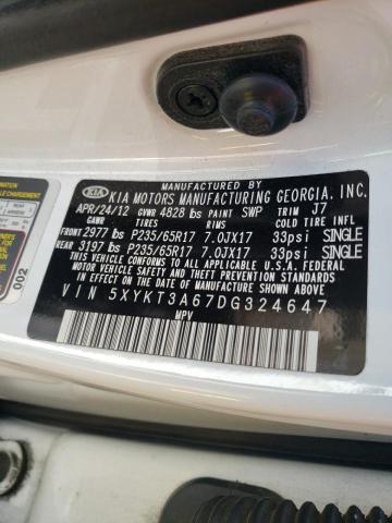 Photo 10 from auction – 2013 KIA SORENTO LX with VIN 5XYKT3A67DG324647