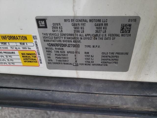 Photo 10 from auction – 2015 CHEVROLET TRAVERSE L with VIN 1GNKRFED8FJ270830