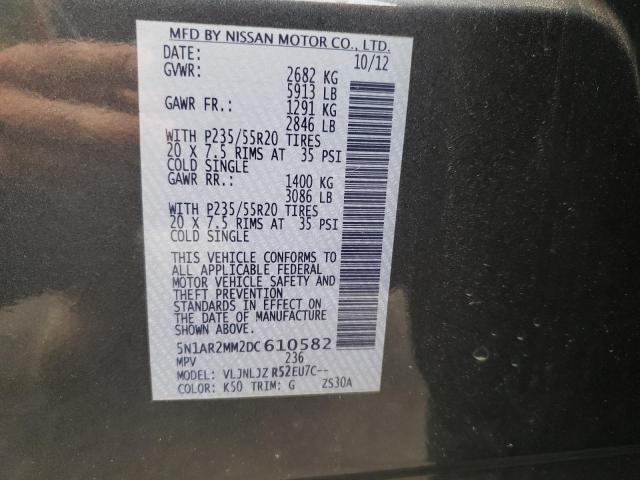 Photo 10 from auction – 2013 NISSAN PATHFINDER with VIN 5N1AR2MM2DC610582