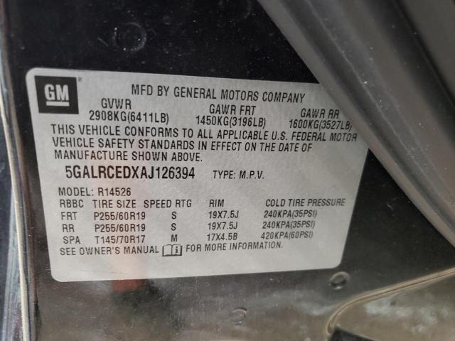 Photo 10 from auction – 2010 BUICK ENCLAVE CX with VIN 5GALRCEDXAJ126394