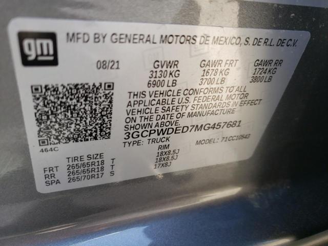Photo 10 from auction – 2021 CHEVROLET SILVERADO with VIN 3GCPWDED7MG457681