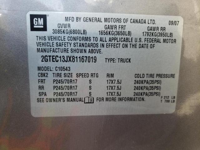 Photo 10 from auction – 2008 GMC SIERRA C15 with VIN 2GTEC13JX81167019
