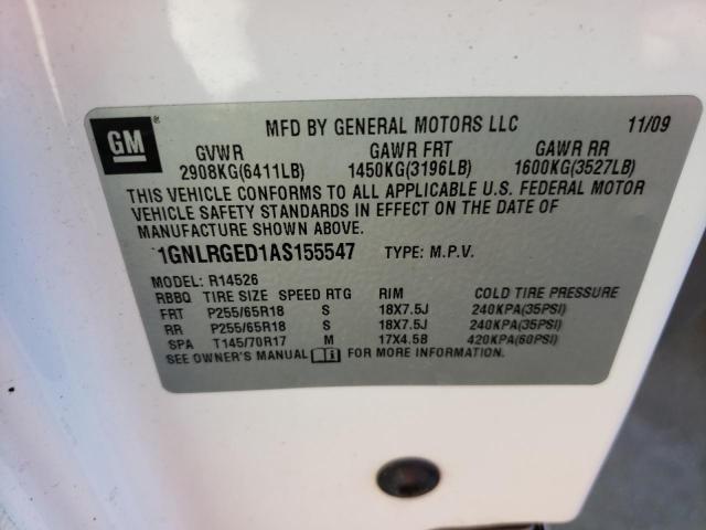 Photo 10 from auction – 2010 CHEVROLET TRAVERSE L with VIN 1GNLRGED1AS155547