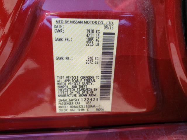 Photo 10 from auction – 2014 NISSAN ALTIMA 2.5 with VIN 1N4AL3AP5EC122423