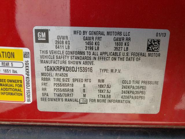 Photo 10 from auction – 2013 GMC ACADIA with VIN 1GKKRPKD8DJ153916