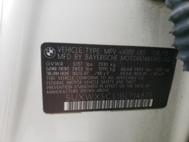Photo 10 from auction – 2011 BMW X3 XDRIVE2 with VIN 5UXWX5C51BL714875